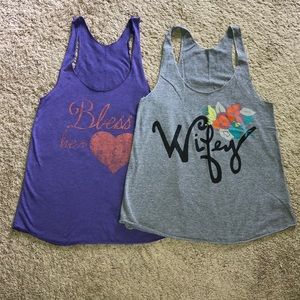 M graphic Razorback tanks